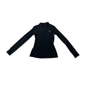Under Armour ColdGear Fitted 1/4 Zip Pullover Women's M Black Thumbhole Pocket